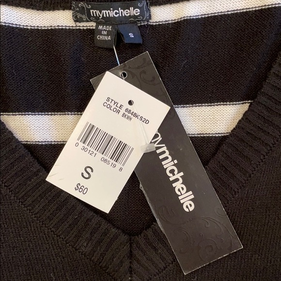 Brand New Black and White Striped Sweater Dress - Picture 2 of 3